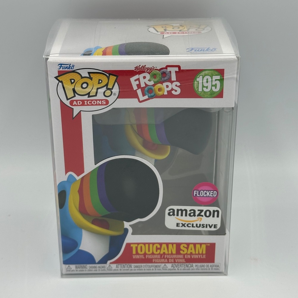 Funko Pop Ad Icon #195 Toucan Sam Flocked Amazon Exclsv | Froot Loops NIB (case)